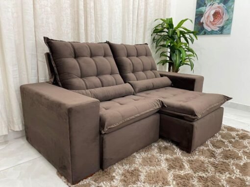 Sofá Retrátil Reclinável Small 2.00m - Marrom Veludão - Imagem 9