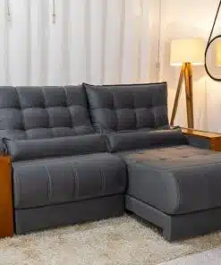 Sofá Retrátil Reclinável Gênova 2.50m Veludo Cinza 814  - Molas Ensacadas