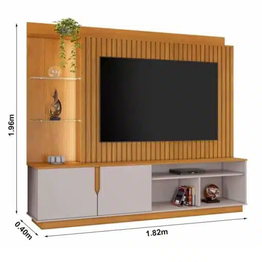 Home Amparo Cinamomo/Off Ripado C/ Led TV até 60 Polegadas Larg. 1.82m - JCM - Imagem 6