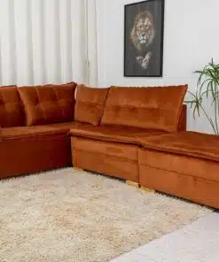 Sofá de Canto Vênus Veludo 3 em 1 Terracota 549