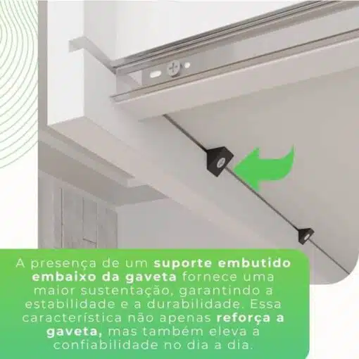 Roupeiro Solteiro Estrela Branco 6 Portas 2 Gavetas C/Pés Larg. 1.50m - Sallêto - Imagem 7