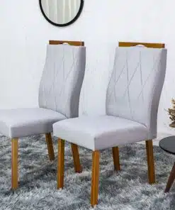2 Cadeiras Lisboa Prata 514 Madeira Maciça Art Assento - Entregue Montada