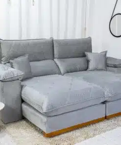 Sofá Retrátil Reclinável Magnum 2.30m Veludo Prata 823 - Molas Ensacadas