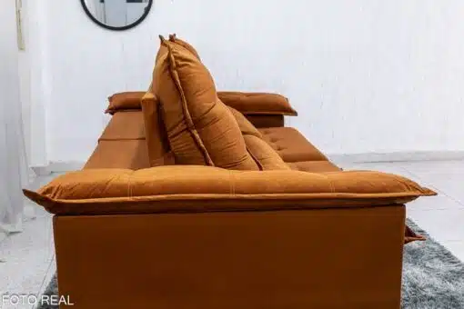 Sofá Retrátil Reclinável Emanuelly 2.00m Veludo Terracota 24 - D28 Soft e Molas bonnel - Imagem 8