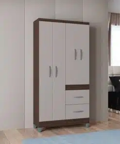 Guarda-Roupa 4 Portas Milão 0,91 m Chocolate/Off White - POQUEMA