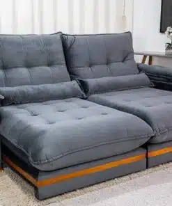 Sofá Retrátil Reclinável Ibis 2.50m Veludo Cinza 814 - D33 e Molas Ensacadas