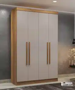 Roupeiro Solteiro Recife Cinamomo/Off 4 Portas 2 Gavetas Larg. 1.21m - Sallêto