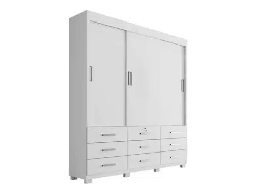 Guarda-Roupa Itapema II 3 portas de correr Sem espelho 9 gavetas - Branco - Imagem 2