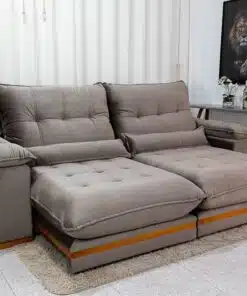 Sofá Retrátil Reclinável Ibis 2.30m Veludo Cinza 813 - D33 e Molas Ensacadas