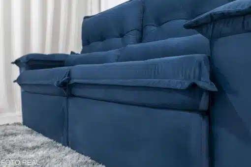 Sofá Retrátil Reclinável Califórnia 2.50m Veludo Azul 529 - D28 Hiper soft - Imagem 7
