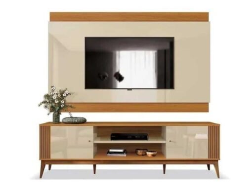 Rack Com Painel Legacy 2.0 75" - Off White/Cedro