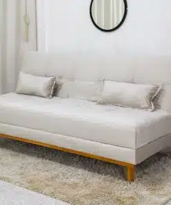 Sofá Cama Madrid Veludo Bege 2269 Larg. 1.80m - Molas Bonnel