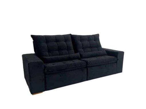 Sofá Retrátil Reclinável Small 2.30m - Preto Veludão - Imagem 3