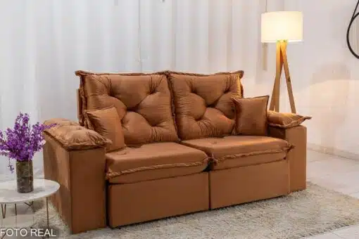 Sofá Retrátil Reclinável Porto Madri 2.00m Veludo Terracota - D28 Pró Aditivada - Imagem 3