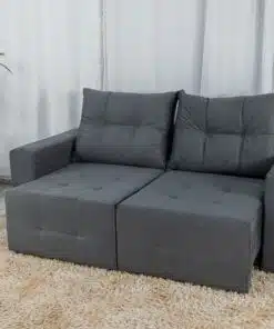 Sofá Retrátil Havaí 1.80m Veludinho Cinza 20 - Sem Caixa