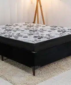 Box Casal Zeus Sued Preto + Colchão Casal Santé D33 138x188x15 Nosso Sonho