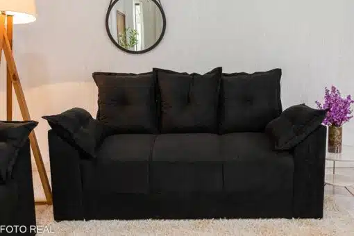 Sofá 3 e 2 lugares Petra Veludinho Preto 601 - Imagem 3