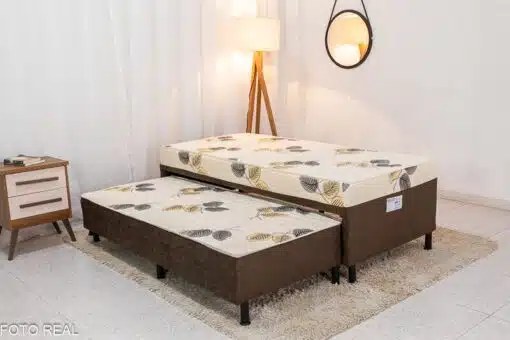 Cama Solteiro Unibox C/ Cama auxiliar Sonho Bom Marrom - Nosso Sonho - Imagem 2