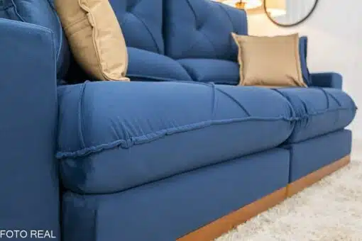 Sofá Retrátil Reclinável Gran Bello 2.50m Veludo Azul 03 - Molas Ensacadas Pocket - Imagem 7