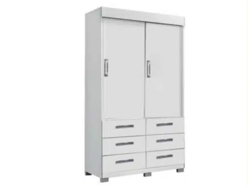 Guarda-Roupa Buzios 2 portas de correr com espelho 6 gavetas - Branco - Imagem 3