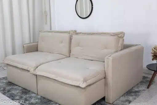 Sofá Retrátil Reclinável Lima 2.00m Linho Bege A57 - Sem Caixa - Imagem 10