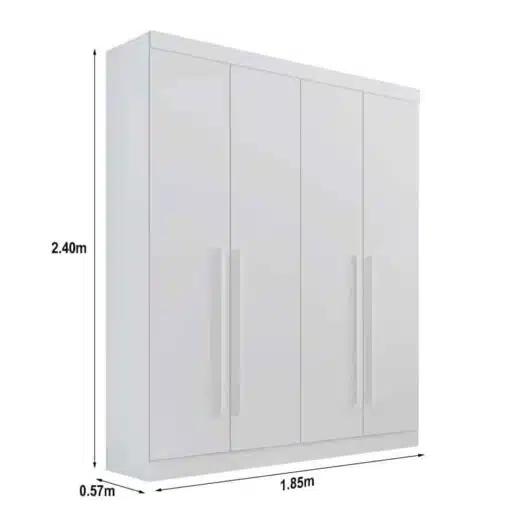 Roupeiro Solteiro Da Vinci Plus Branco 4 Portas 3 Gavetas 100% MDF Larg. 1.85m - D Doro - Imagem 4