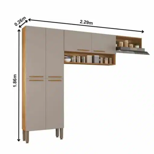Cozinha Madri Paneleiro e Aéreo Cinamomo/Off - Sallêto - Imagem 3
