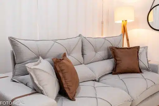 Sofá Retrátil Reclinável Gran Bello 2.30m Linho Cinza 31 - Molas Ensacadas Pocket - Imagem 6