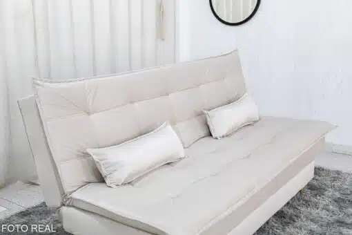 Sofá Cama Premium Veludo Bege 2269 Larg. 1.80m - Imagem 4