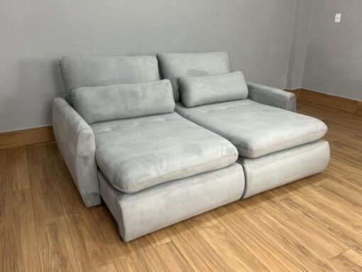 Sofá Cama Retrátil Reclinável Amaranto 2.10m Mod.90 - Prata Veludo