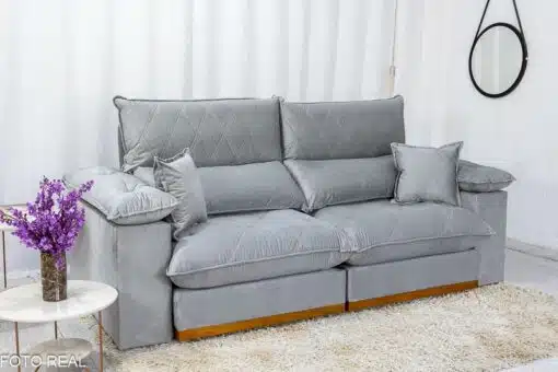 Sofá Retrátil Reclinável Magnum 2.30m Veludo Prata 823 - Molas Ensacadas - Imagem 3