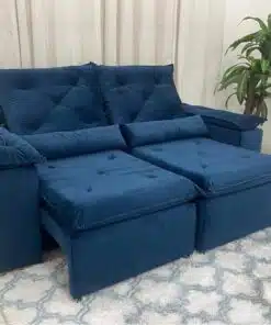 Sofá Retrátil Reclinável Brasão 2.00m- Azul Veludo
