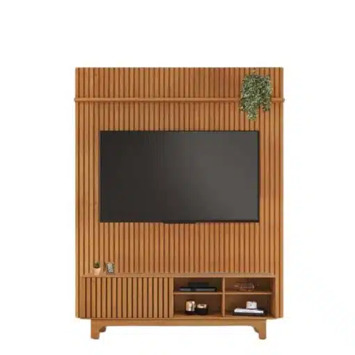 Rack Sereno Cinamomo Ripado Larg. 1.68m + Painel Riso Cinamomo Ripado TV até 65 Polegadas Larg. 1.82m - JCM - Imagem 2