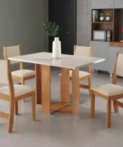 Mesa de Jantar Magic 1.20x0.80 Com 4 Cadeiras Sol Linho  - Mel/Blonde
