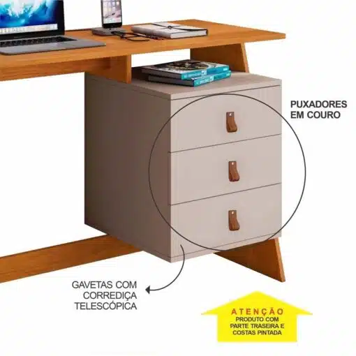 Escrivaninha Gaby Cinamomo/Off Larg. 1.21m - JCM - Imagem 3