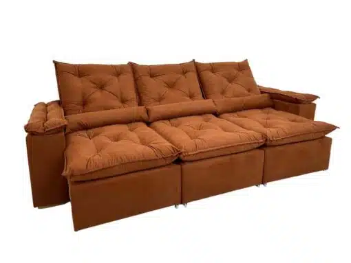 Sofá Retrátil Reclinável Brasão 2.70m- Terracota Veludo - Imagem 10