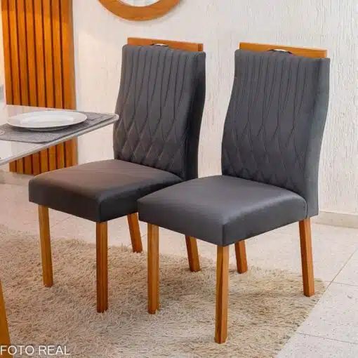 2 Cadeiras Genova Veludo Cinza 507 - Art Assentos