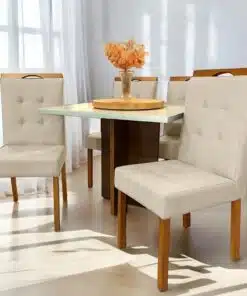 Mesa Salinas 90 Cinamomo/Off White com 4 Cadeiras Sophia Linho Bege 200 – AVALON DECOR + WM DECOR