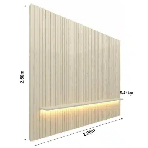 Painel Nobre Off Ripado 100% MDF C/ Led TV até 85 Larg. 2.30m - Gelius - Imagem 3
