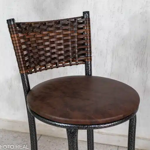 Mesa de Varanda Alta Goiás Tampo de Madeira Redonda + 2 Banquetas Panamá Marrom/Carvalho - Tubulares Teixeira - Imagem 7