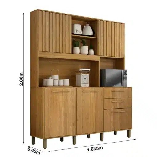 Armário Cozinha Diamante 5 Portas 2 Gavetas Larg. 1.63m Cinamomo - Valdemoveis - Imagem 3