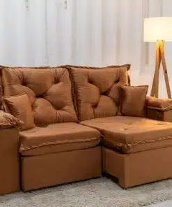 Sofá Retrátil Reclinável Porto Madri 2.00m Veludo Terracota - D28 Pró Aditivada