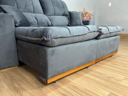 Sofá Retrátil Reclinável Oásis 1.80m - Cinza Veludão - Imagem 3