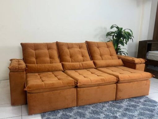 Sofá Retrátil Reclinável Atenas 2.70m - Terracota Veludo - Imagem 3