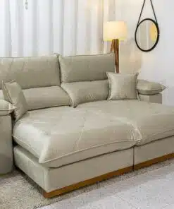 Sofá Retrátil Reclinável Magnum 2.30m Veludo Bege 818 - Molas Ensacadas