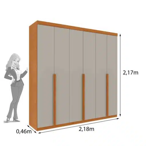 Guarda-Roupa 6 Portas Joinville/Andorra 2,18 m Cinamono/Off White - TCIL - Imagem 3
