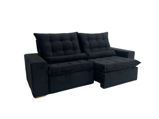 Sofá Retrátil Reclinável Small 2.30m - Preto Veludão - Imagem 6