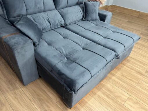 Sofá Retrátil Reclinável Oásis 1.80m - Cinza Veludão - Imagem 2