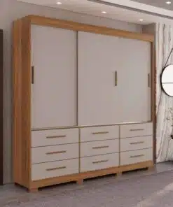 Guarda-Roupa New Star 3 portas de correr Sem espelho - Cinamomo/Off White