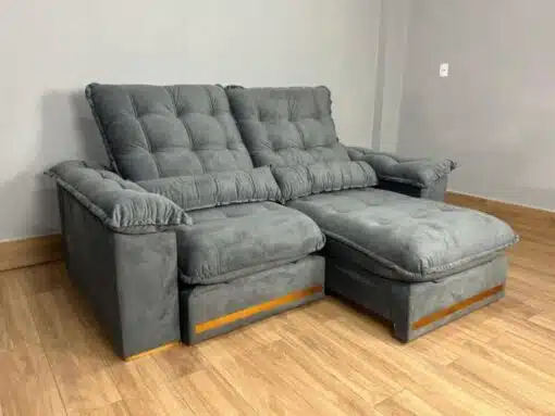 Sofá Retrátil e Reclinável Istambul 2.50m - Cinza Veludo - Imagem 3